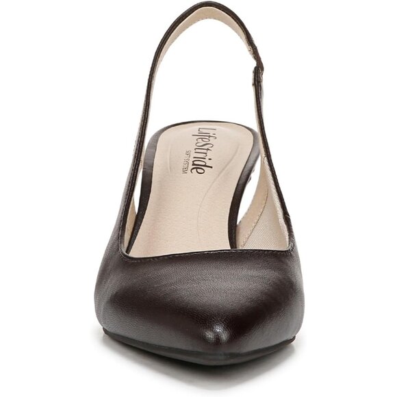LifeStride Womens Dark Chocolate Polyurethane (PU) Slingback Kitten Heel Pump - Picture 2 of 9